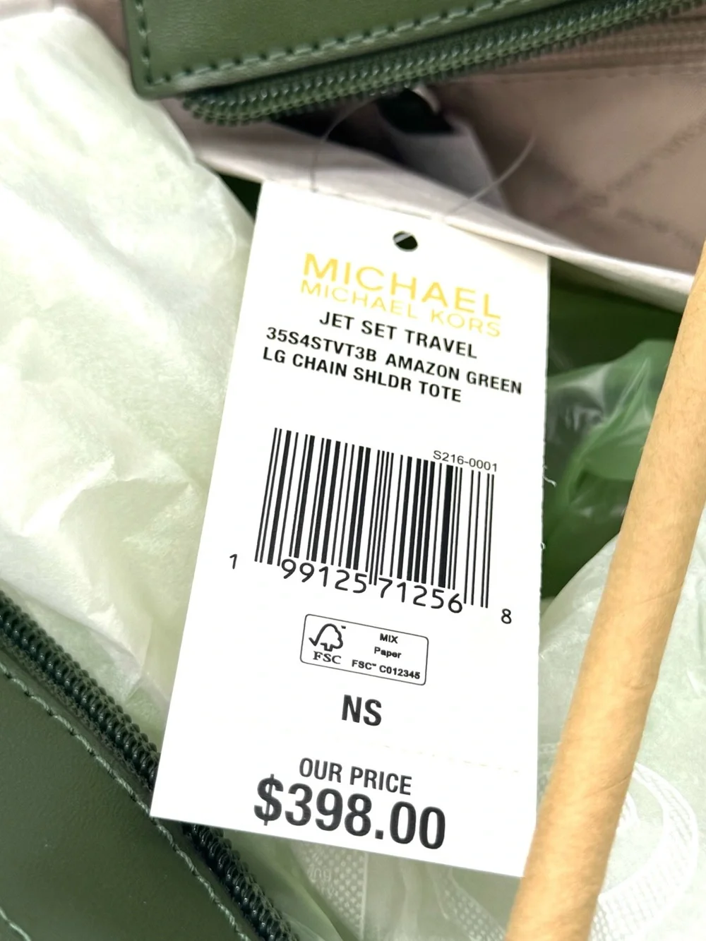Michael Kors Jet Set Large Signature Logo Shoulder Bag - Amazon Green